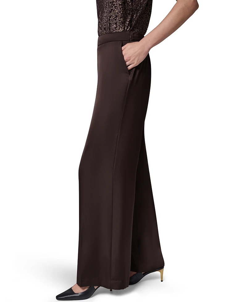 Donna Karan New York Women's Wide-Leg Satin Side-Zip Pants