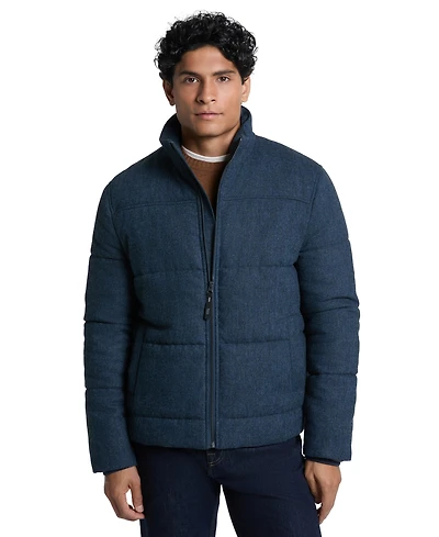 Ted by Baker Men's Quilted Stand Collar Flannel Jacket
