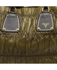 Pre-Owned Prada Gaufre Antic Ruched Leather Tote Bag