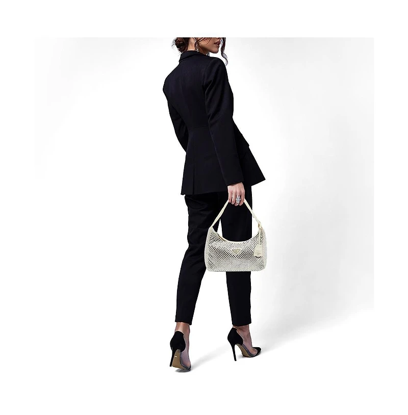 Pre-Owned Prada Women's Crystal-Embellished Satin Shoulder Bag
