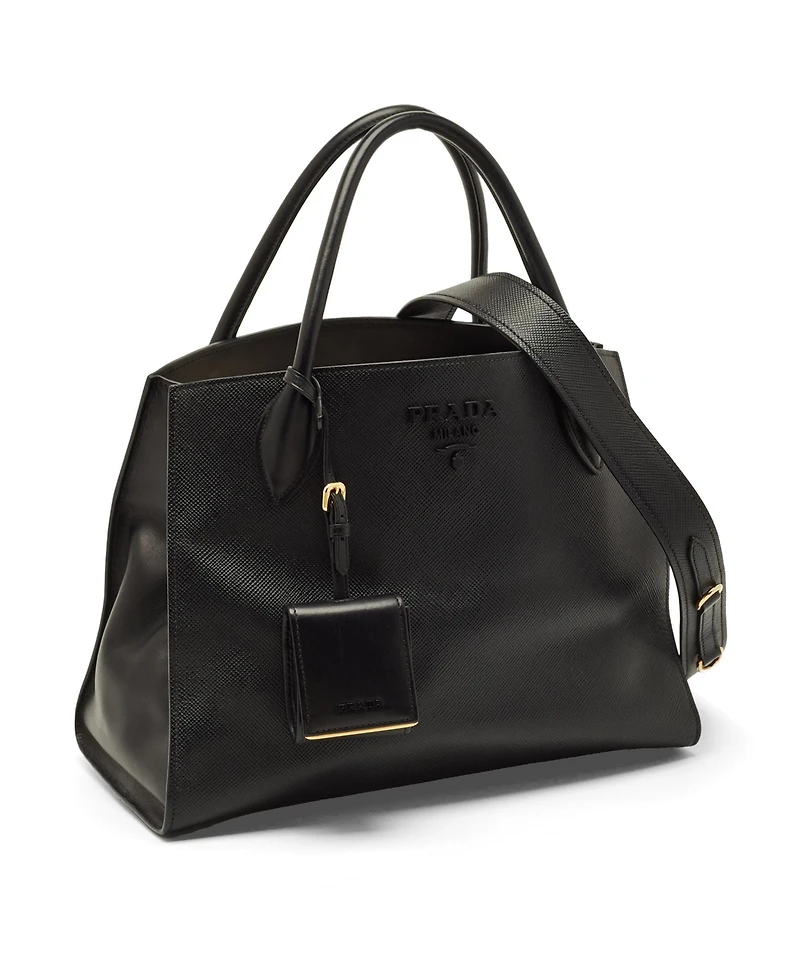 Pre-Owned Prada Women's Monochrome Saffiano Leather Medium Tote Bag
