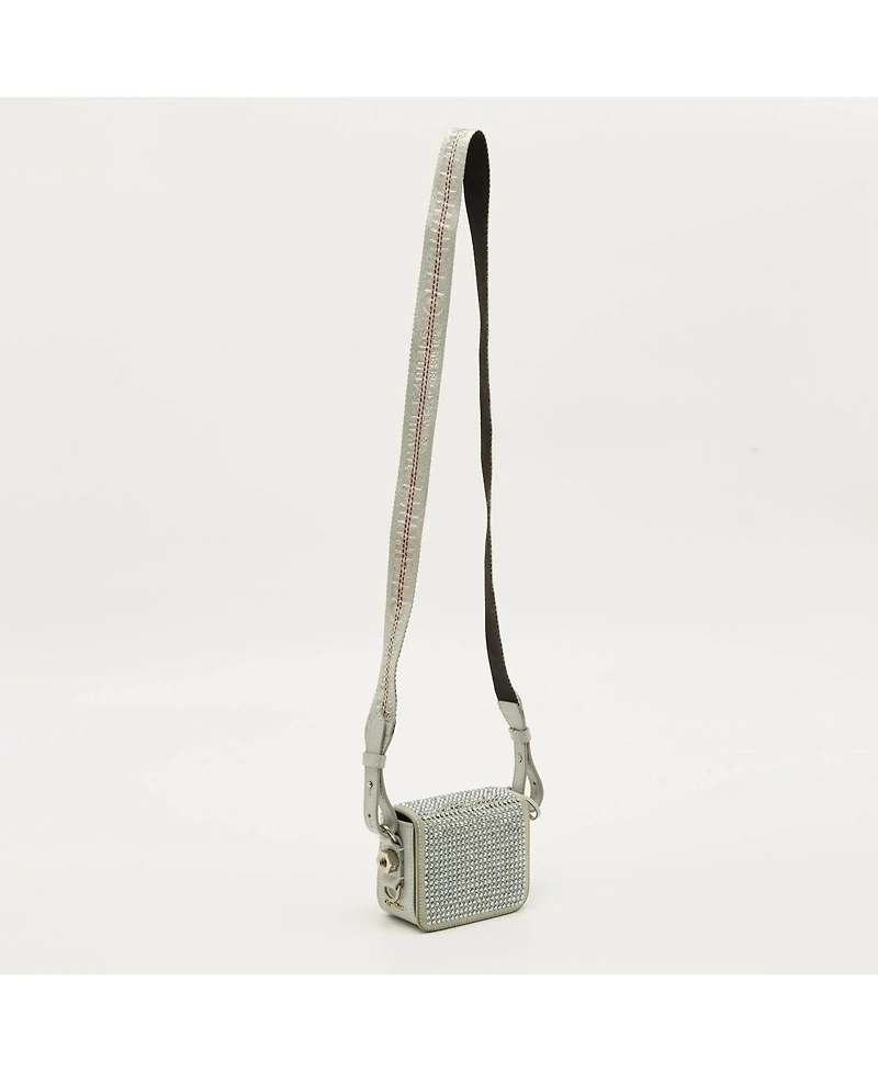 Pre-Owned Off-White Women's Baby Flap Crystal-Embellished Suede Shoulder Bag