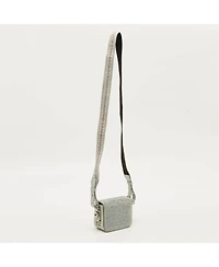 Pre-Owned Off-White Women's Baby Flap Crystal-Embellished Suede Shoulder Bag