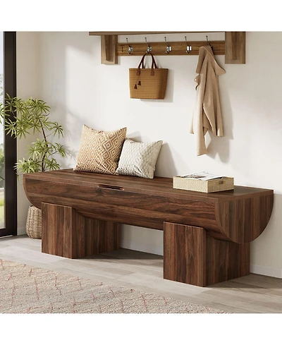 Tribesigns Storage Bench with Safety Hinges, 55''Farmhouse Shoe