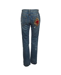 Pre-Owned Dolce & Gabbana Women's Baroque Heart Straight-Leg Mid-Rise Jeans