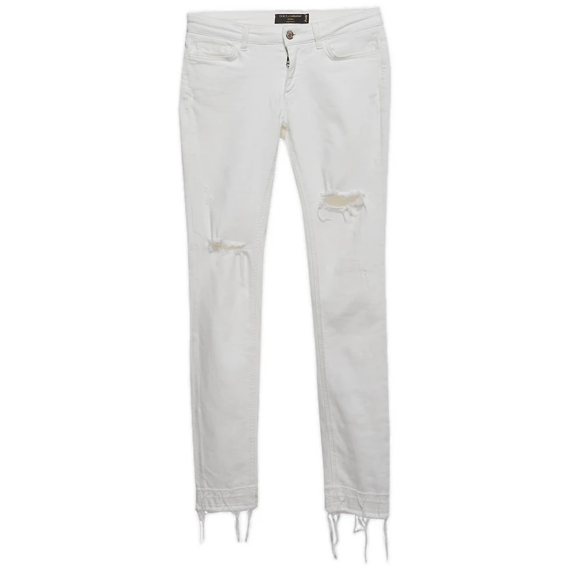 Pre-Owned Dolce & Gabbana Women's Ripped Mid-Rise Skinny Jeans