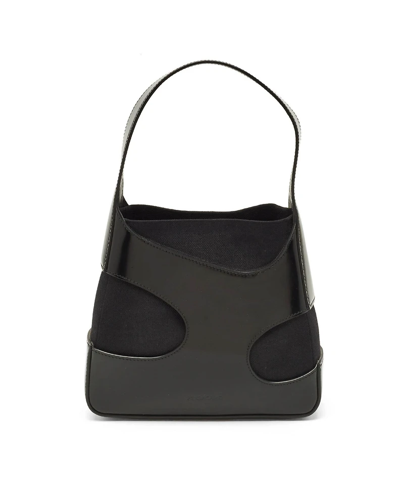 Pre-Owned Salvatore Ferragamo Cut Out Canvas and Patent Leather Shoulder Bag
