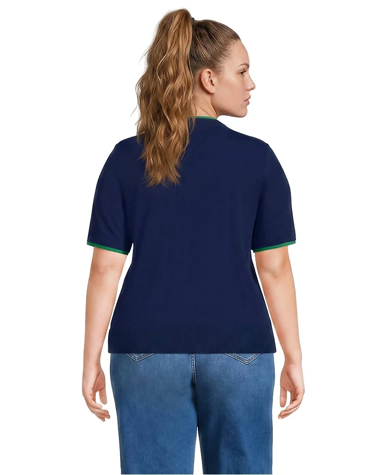 Lands' End Plus Drifter Lite Double Trim Tee Sweater
