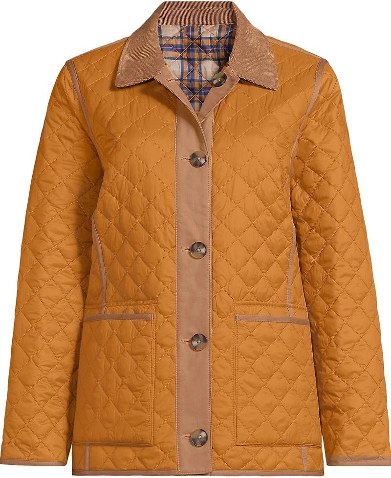 Lands' End Plus Print Reversible Barn Quilted Insulated Jacket