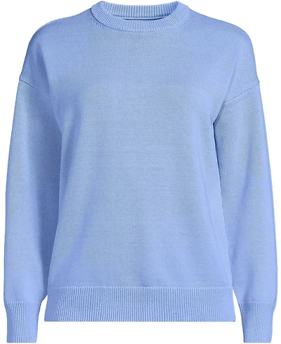 Lands' End Women's Drifter Drop-Shoulder Striped Crew Neck Sweater