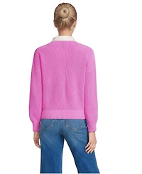 Lands' End Women's Drifter Rugby with Woven Collar Sweater