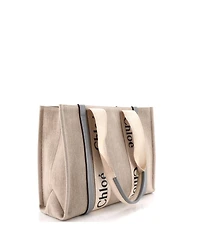 Pre-Owned Chloe Medium Woody Tote Canvas with Leather