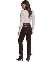 Karl Lagerfeld Paris Women's High-Waist Straight Corduroy Pants