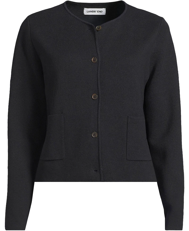 Lands' End Women's Petite Fine Gauge Cotton Milano Blazer Sweater