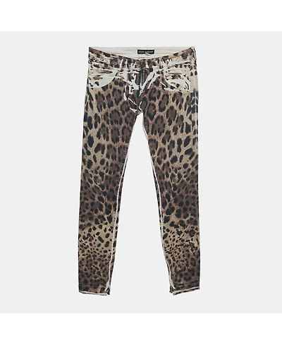 Pre-Owned Dolce & Gabbana Women's Leopard Print Denim Skinny Jeans