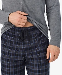 Cuddl Duds Men's Cozy Lodge Long-Sleeve Crewneck Plaid Top and Pajama Pants, 2-Piece Set