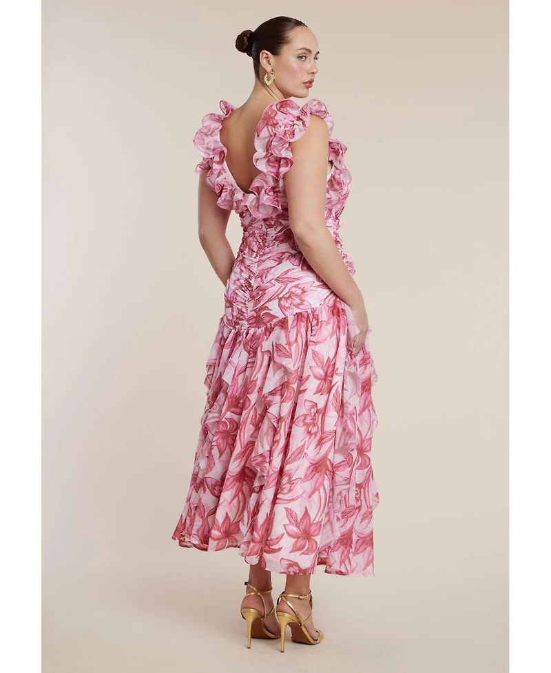 Eloquii Women's Plus Ruffle Detail Maxi Dress