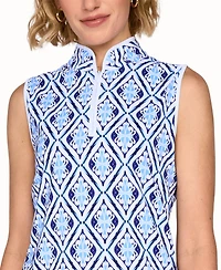 G Lifestyle Clothing Women's Mock Neck Sleeveless Athletic Fit Top