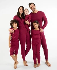 Leveret Matching Family Solid Maroon Cotton Pajamas