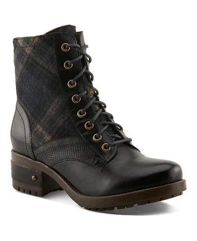 L`Artiste Women's Marty-plaid Lace-up Boots with Heritage Styling