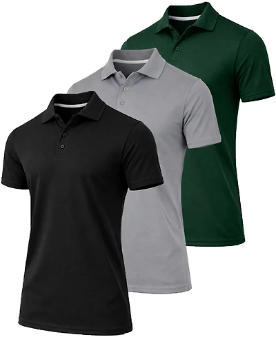 Galaxy By Harvic Men's Jump Start Short-Sleeve Regular-Fit Polo Shirt, 3-Pack