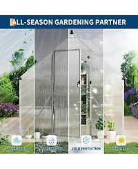 8 x 16 ft Greenhouse with Aluminum Frame and Polycarbonate Panels, Walk-in Outdoor Sun Room for Backyard Garden Patio, Silver