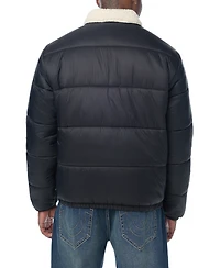 True Religion Men's Sherpa Collar Short Regular-Fit Puffer Jacket