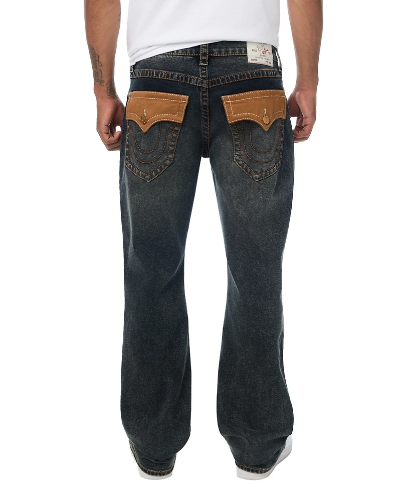 True Religion Men's Billy Suede-Detailed Bootcut Denim Jeans