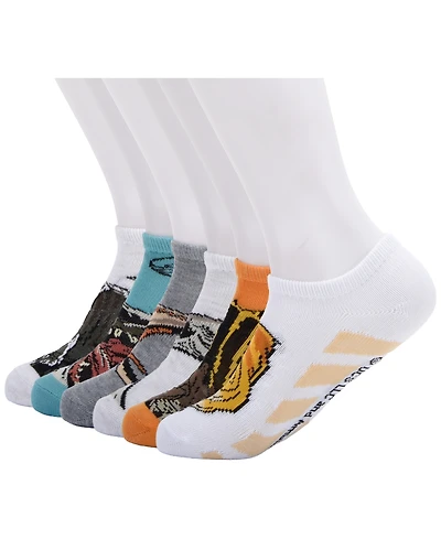 Planet Sox Boys' 4-20 Jurassic No Show Socks, 6-Pack