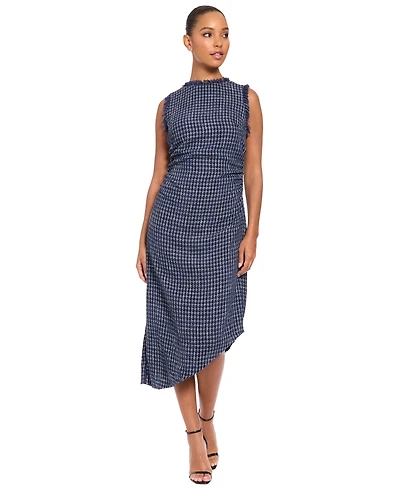 Maggy London Women's Tweed Sleeveless Asymmetrical-Hem Dress