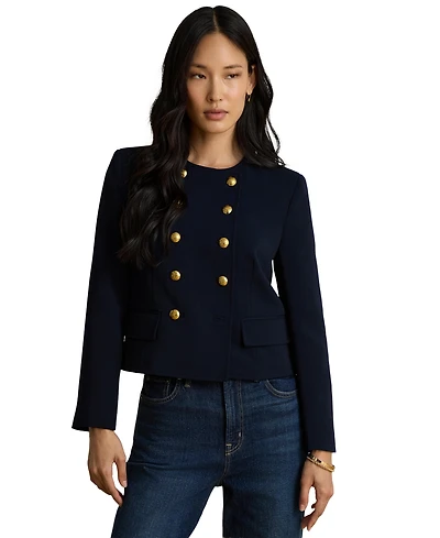 Lauren Ralph Women's Sable Crepe Double-Breasted Cropped Jacket