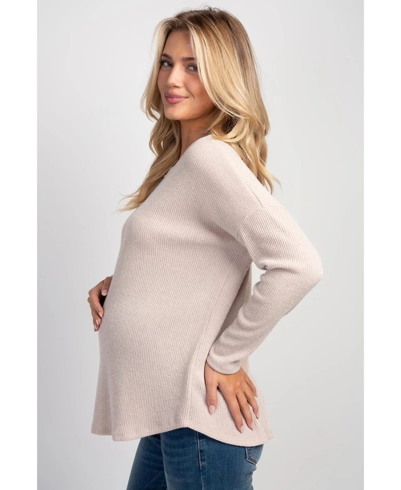 Hello Miz Maternity Crewneck Long-Sleeve Relaxed-Fit Sweater