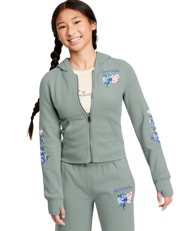 abercrombie kids Girls' 5-16 Floral Full-Zip Hoodie