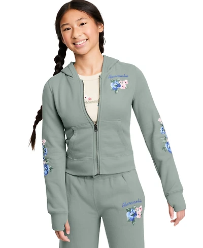 abercrombie kids Girls' 5-16 Floral Full-Zip Hoodie