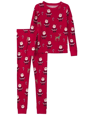 Carter's Boys' and Girls' Christmas Snug-Fit Long-Sleeve Cotton Top Pants, 2-Piece Set