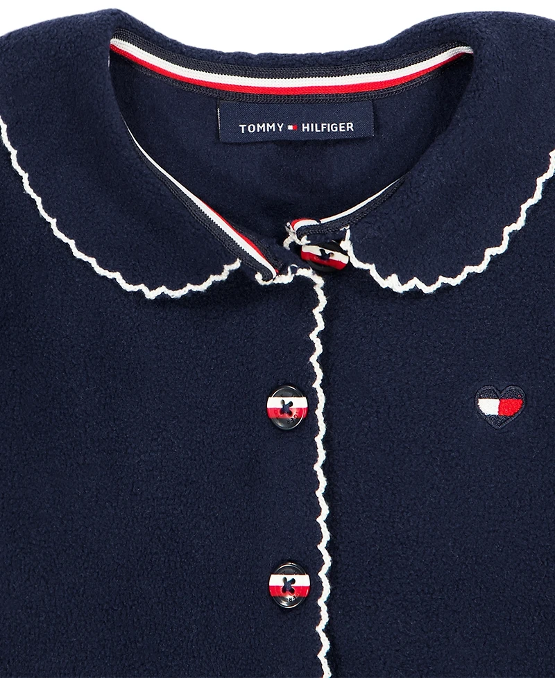 Tommy Hilfiger Girls' 2T-6X Peter Pan Collar Long-Sleeve T-Shirt, Jacket and Leggings, 3-Piece Set
