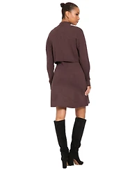 London Times Women's Mock Neck Long-Sleeve Two-Piece Sweater Dress