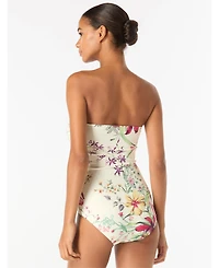 Carmen Marc Valvo Women's Floral-Print Bandeau One-Piece Swimsuit