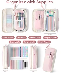 Four Candies 39Pieces Aesthetic Stationery Set w/Case, 12 Highlighters, 5 Gel Pens, 6 Pencils