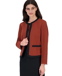 Kasper Women's Petite Colorblocked Shoulder-Padded Long-Sleeve Jacket
