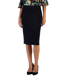 Kasper Women's High-Waisted Faux-Wrap Front-Slit Skirt
