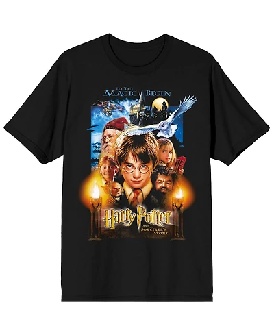 Harry Potter Men's Sorcerer's Stone Movie Poster Relaxed-Fit Graphic T-Shirt