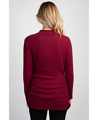 Hello Miz Maternity Nursing Ribbed-Knit Crossover V-Neck Long-Sleeve Top