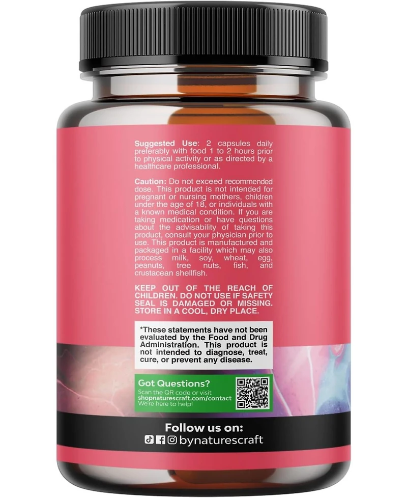 Nature's Craft G-Curve Botanical Support Capsules - Epimedium Extract, Muira Puama & Maca Root - Advanced Herbal Formula for Women - Easy to Swallow