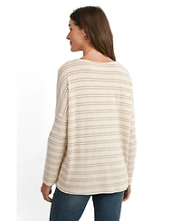 Hello Miz Maternity Striped Boat-Neck Long-Sleeve T-Shirt