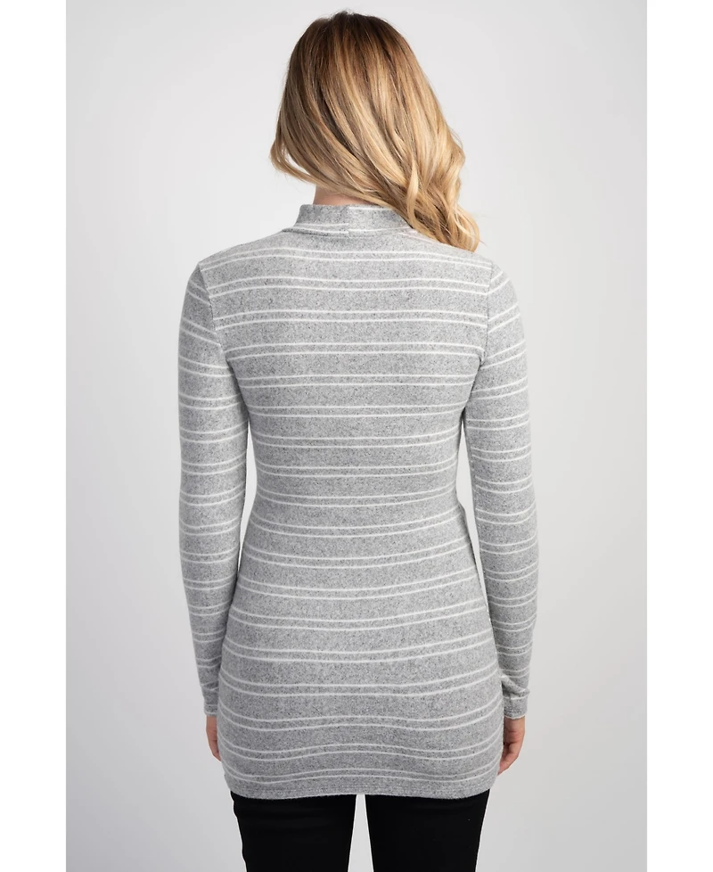 Hello Miz Maternity Striped Mock Neck Long-Sleeve Tunic