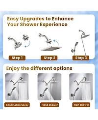 Cyqbd 8"Rain Shower Head With Handheld Spray Dual Square Set