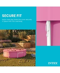 Intex 10 Foot Round Metal Frame Outdoor Backyard Swimming Pool Cover, Pink