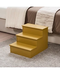 Kings Brand Furniture 3-Step Wooden Bedside Stairs with Storage, Pet and Toddler Safety Steps for High Beds, Compact Step Ladder Adults Kids