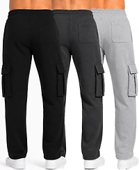 Blue Ice Women's Fleece-Lined Loose-Fit Cargo Jogger Sweatpants, 3-Pack